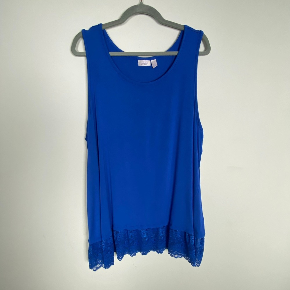 LOGO by Lori Goldstein Layers Tank Top Womens 2X Lace Trim Sleeveless Stretch